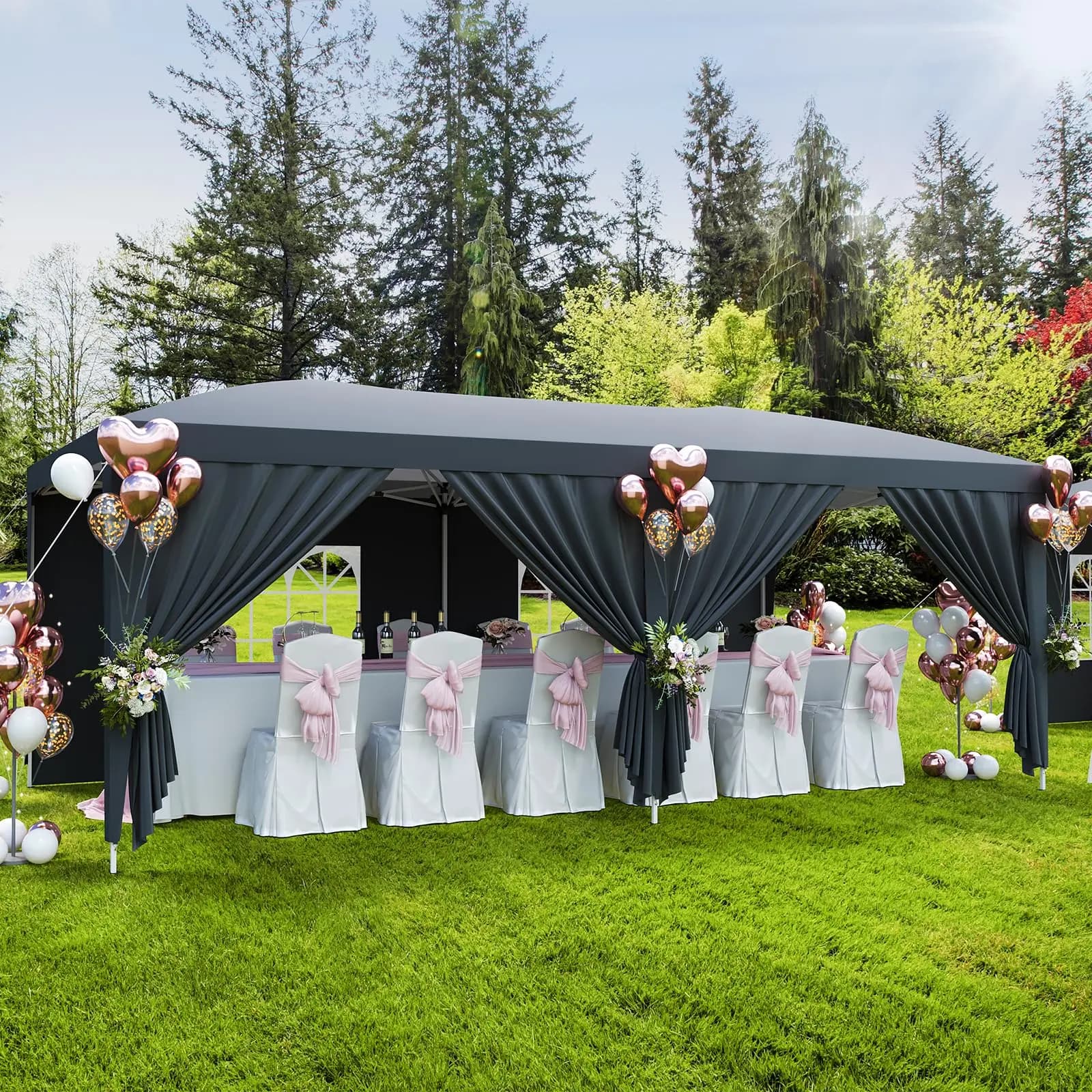 10x20 Pop Up Canopy Tent With 6 Removable Sidewalls, Heavy Duty Commercial Canopy, Waterproof Party Tent, 3 Heights