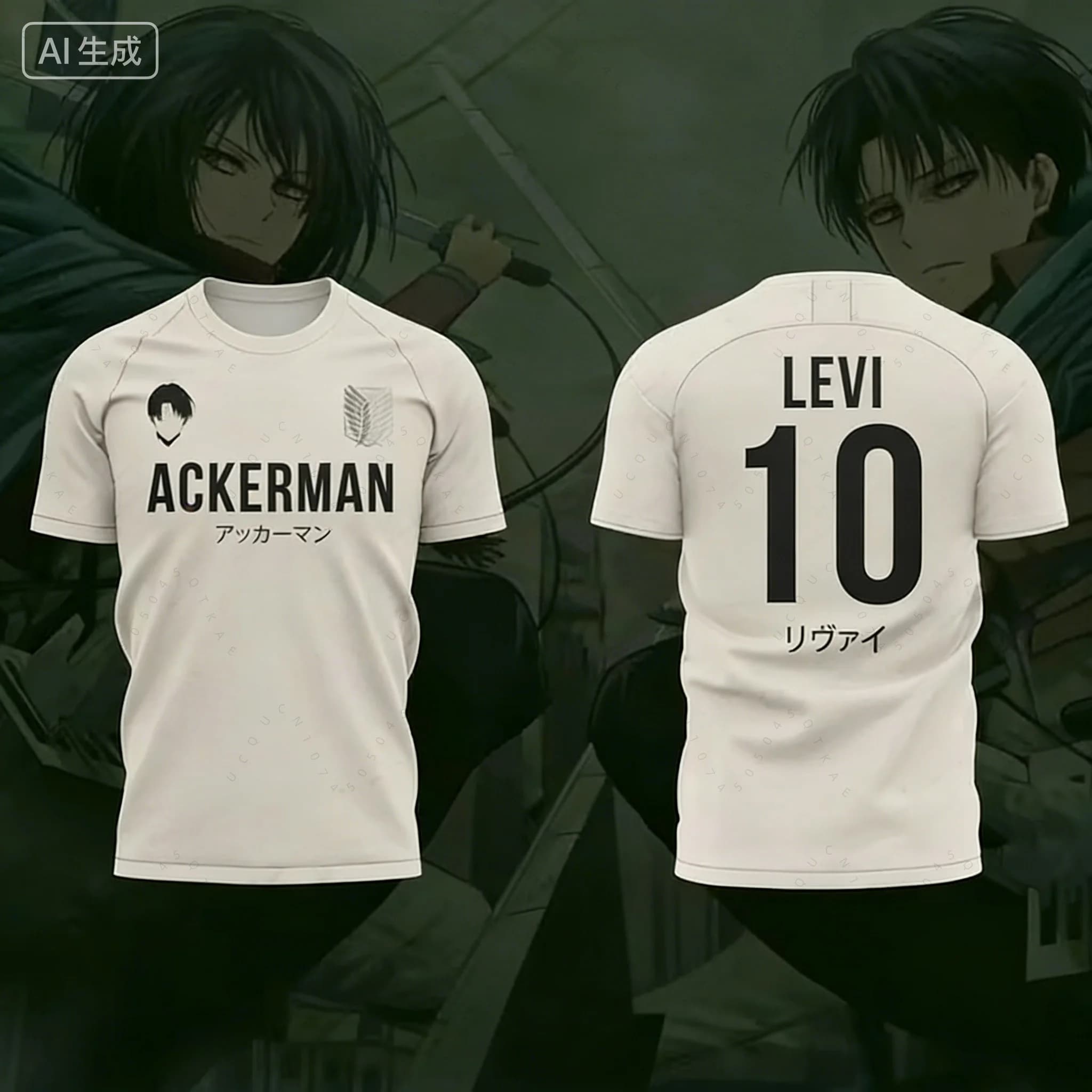 Japanese Animation Attack on Titan Theme Print 3D Sports Breathable Woman Same T-shirt Football jersey Short sleeve