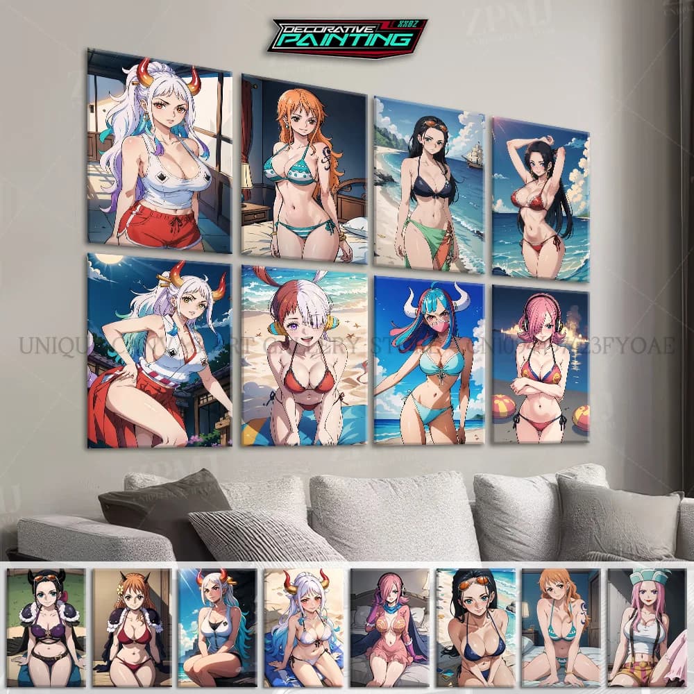 One Piece Anime Figure Yamato Stampa su tela Immagine Wall Art Dipinti Costume da bagno Home Decor Poster per soggiorno Senza quadro