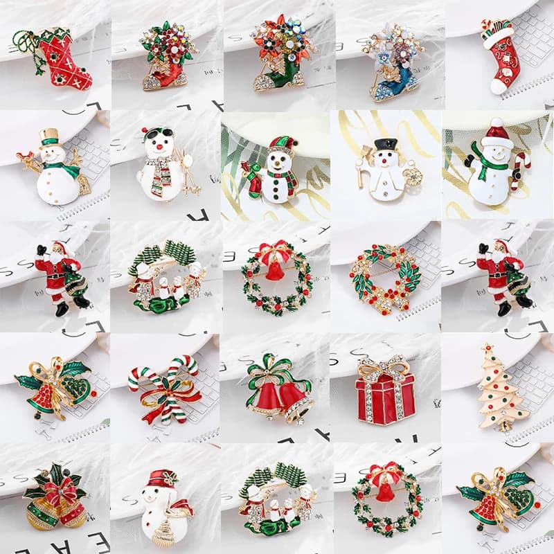 Luxury Exquisite Christmas Brooch Pin Snowman Santa Claus Boot Garland Fashion Jewelry Gift Christmas Decoration Brooches