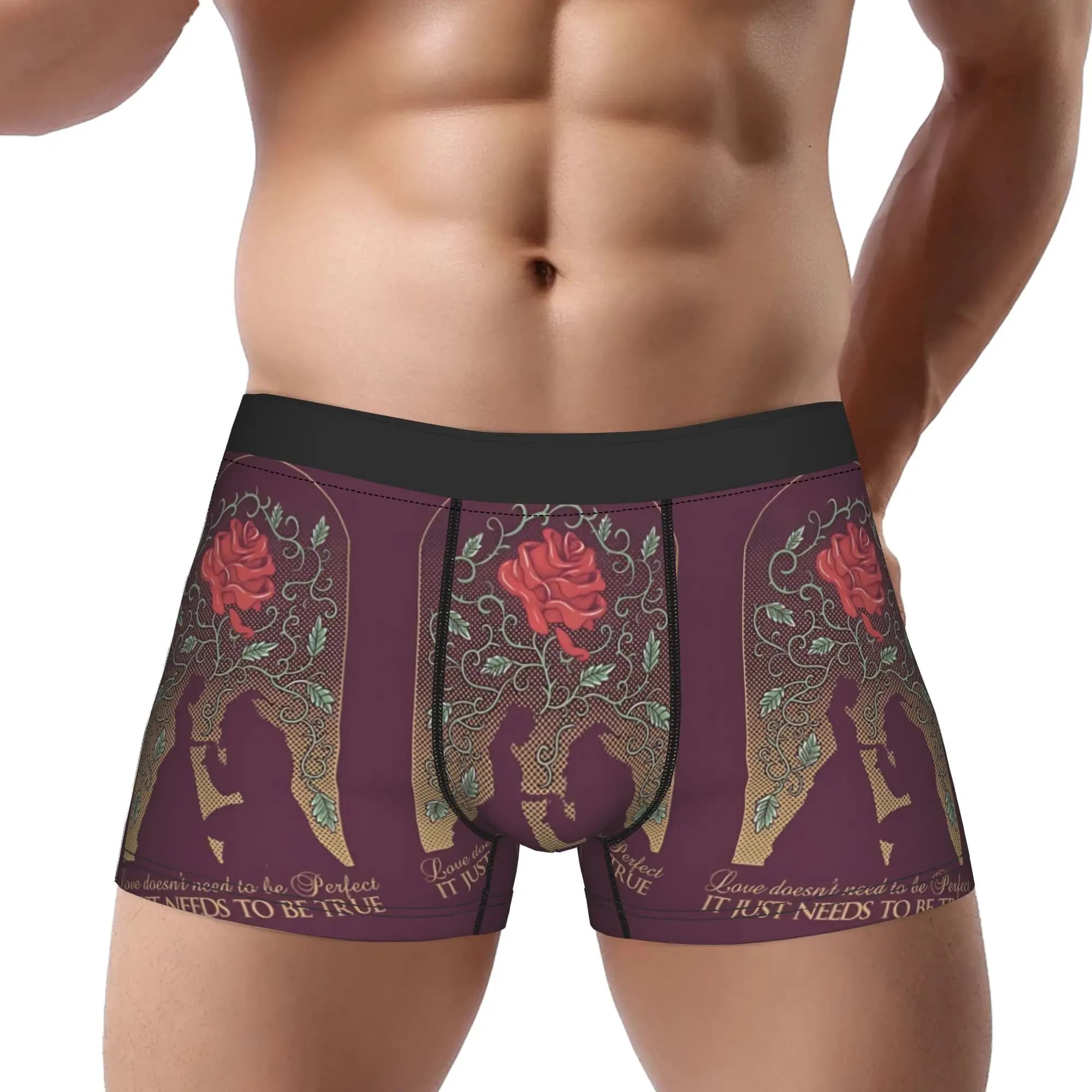 1 pezzo Belle – The Bookish Beauty Beauty & The Beast Mutande traspiranti Mutandine da uomo Pantaloncini stampati