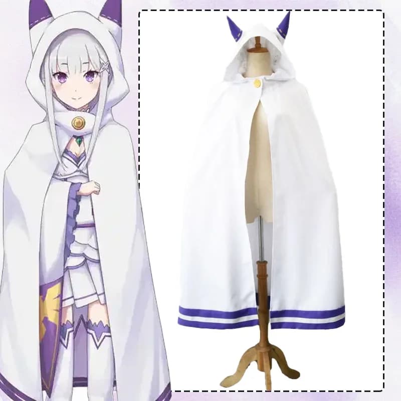 CosplayRe Vita in un mondo diverso da Zero Emilia Costume cosplay Mantello bianco Abiti da festa di Natale di Halloween Mantello da donna Gi