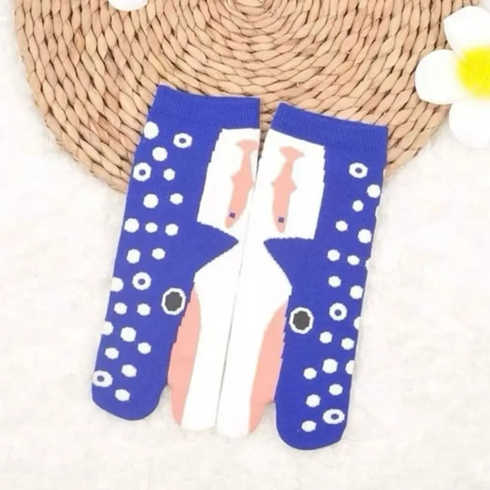 Fashion Deep-sea Animals Funny Fish Tube Socks Whale Shark Two Toe Socks Hosiery Flower Eel Toe Mid Calf Sock Gift