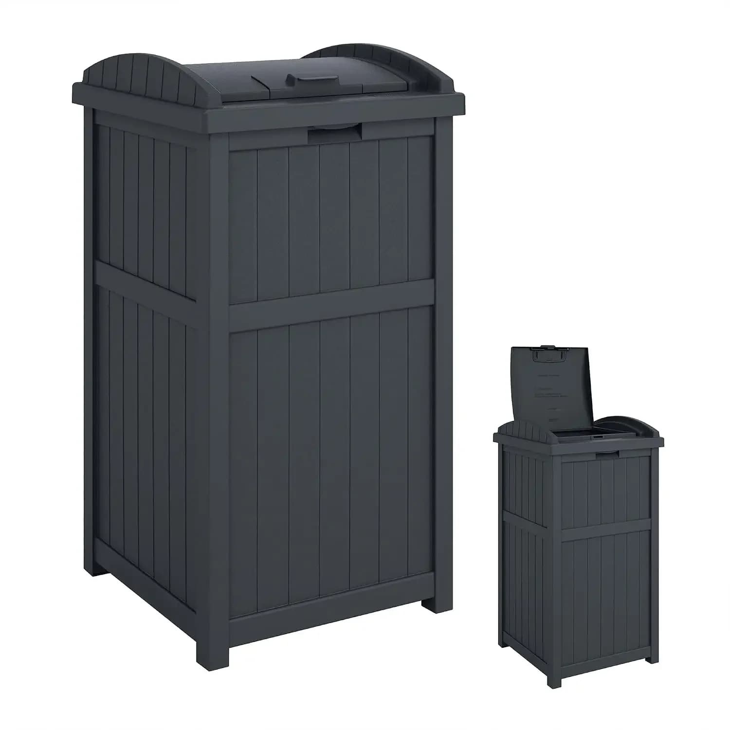 33 Gal Outdoor Trash Can Hideaway with Lid, Cyberspace | Resin Wicker Design, Fits 30-33 Gal Liners, Ideal for Patio, Backyard, Deck or Garden