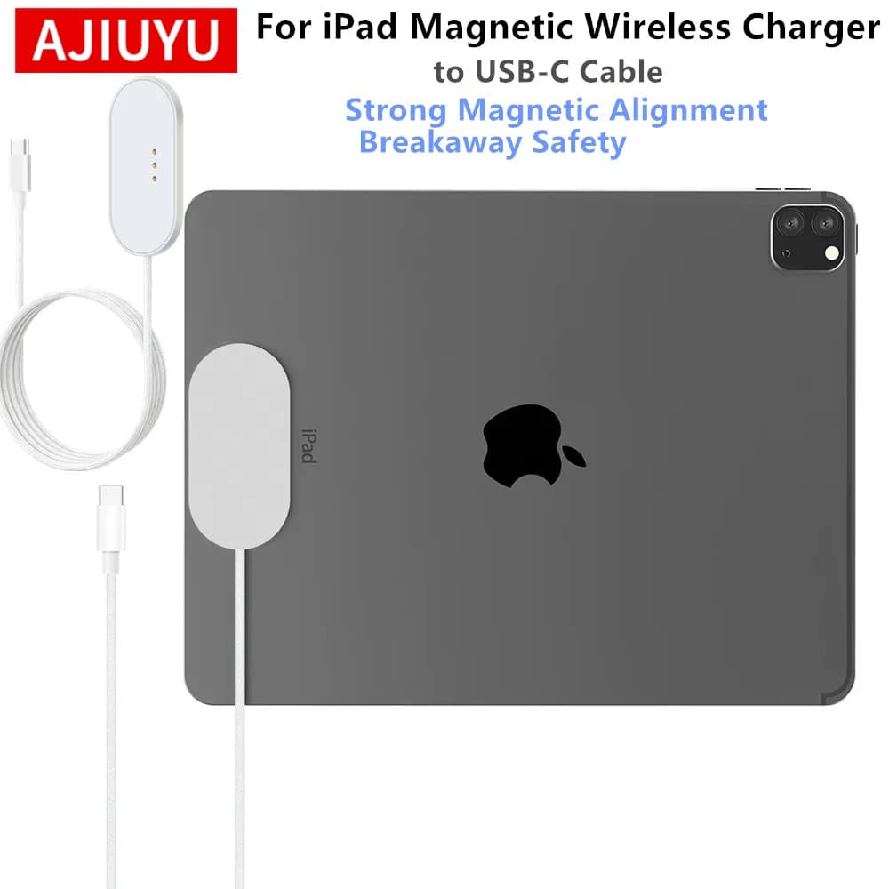 For iPad Pro Magnetic Wireless Charger Aluminum Alloy Fast Charging Smart Charger with USB C to C For iPad Air Pro 13"/11"/12.9"