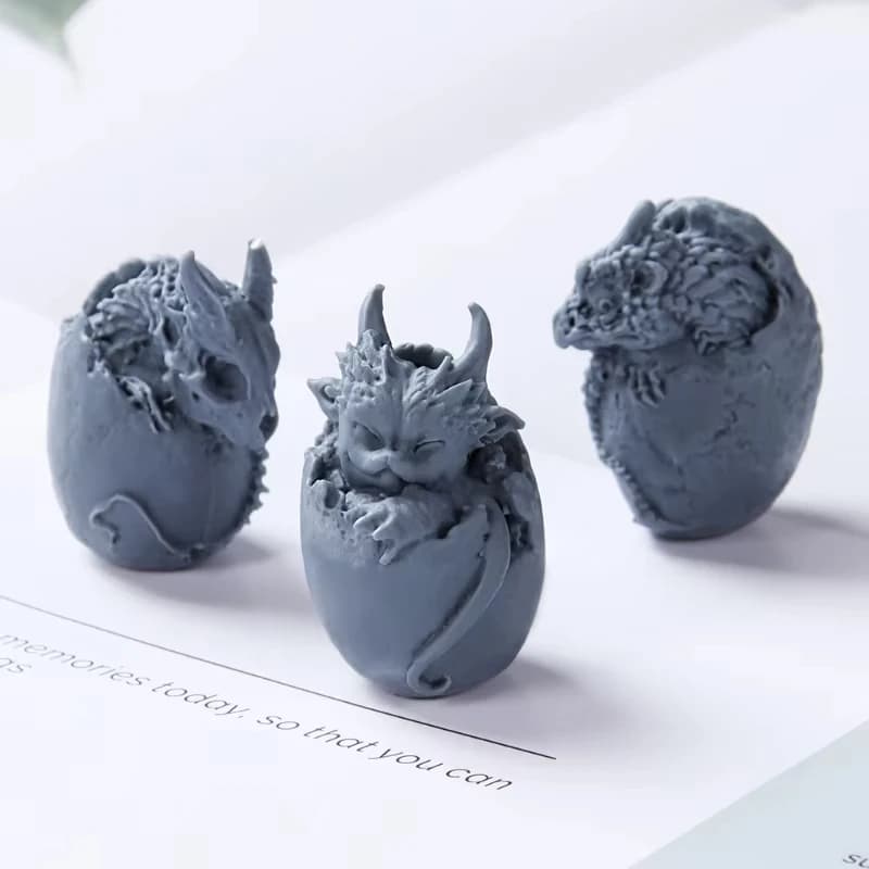 Stampo in resina per uova di drago Stampi per fondente in silicone epossidico Simpatico portachiavi drago 3D Ornamenti artigianali fai-da-te Stampo per animali in fusione