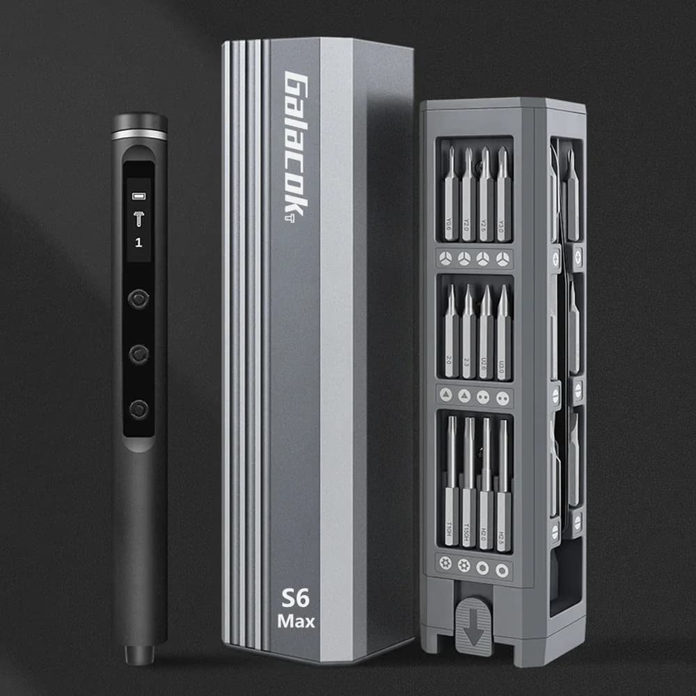 Set di cacciaviti elettrici di precisione Galacok S6 Max con 42 punte magnetiche 5 impostazioni di coppia Mini utensili elettrici per PC con fotocamera IPhone
