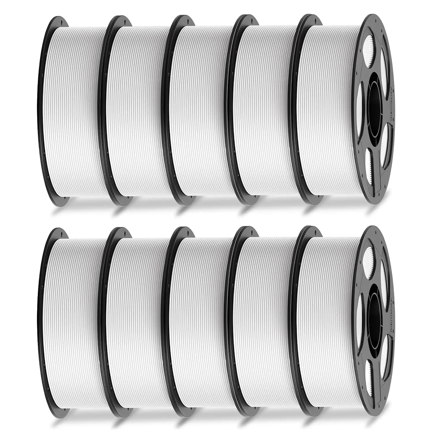 PLA Filament 1.75mm Bundle, 3D Printer Filament 1.75mm Dimensional Accuracy +/- 0.02mm, 1KG Reusable Spool (2.2 lbs), 10KG White