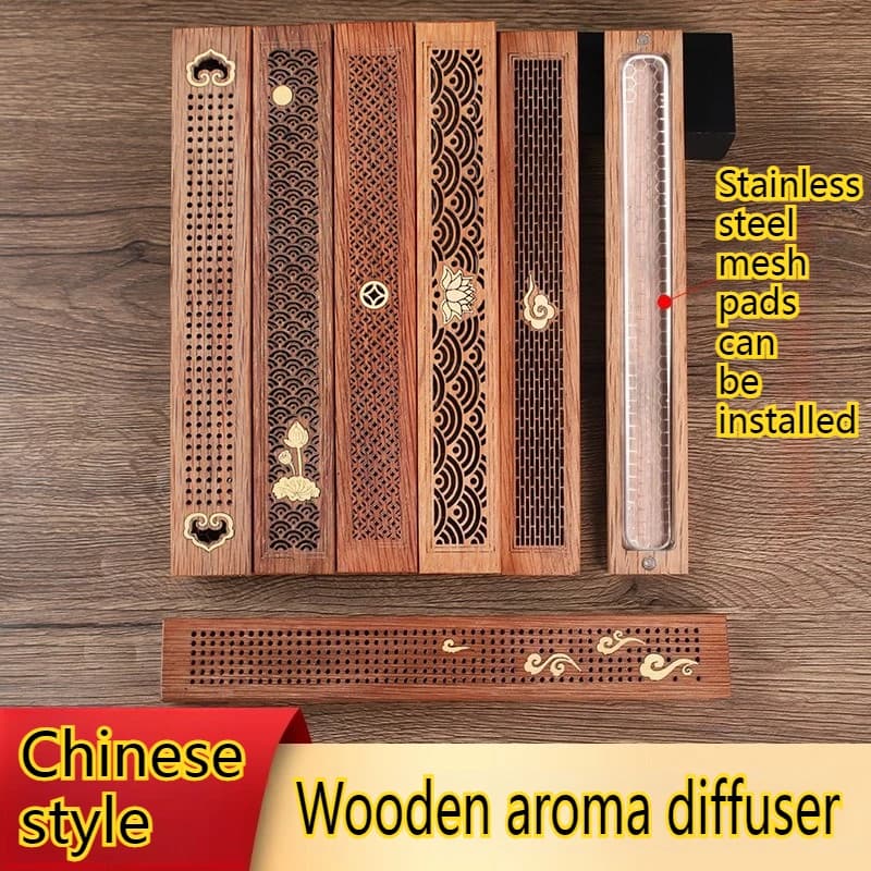Incense Burner Household Indoor Sandalwood Incense Box Wooden Tea Ceremony Agarwood Stainless Steel Mesh Pad Aroma Diffuser