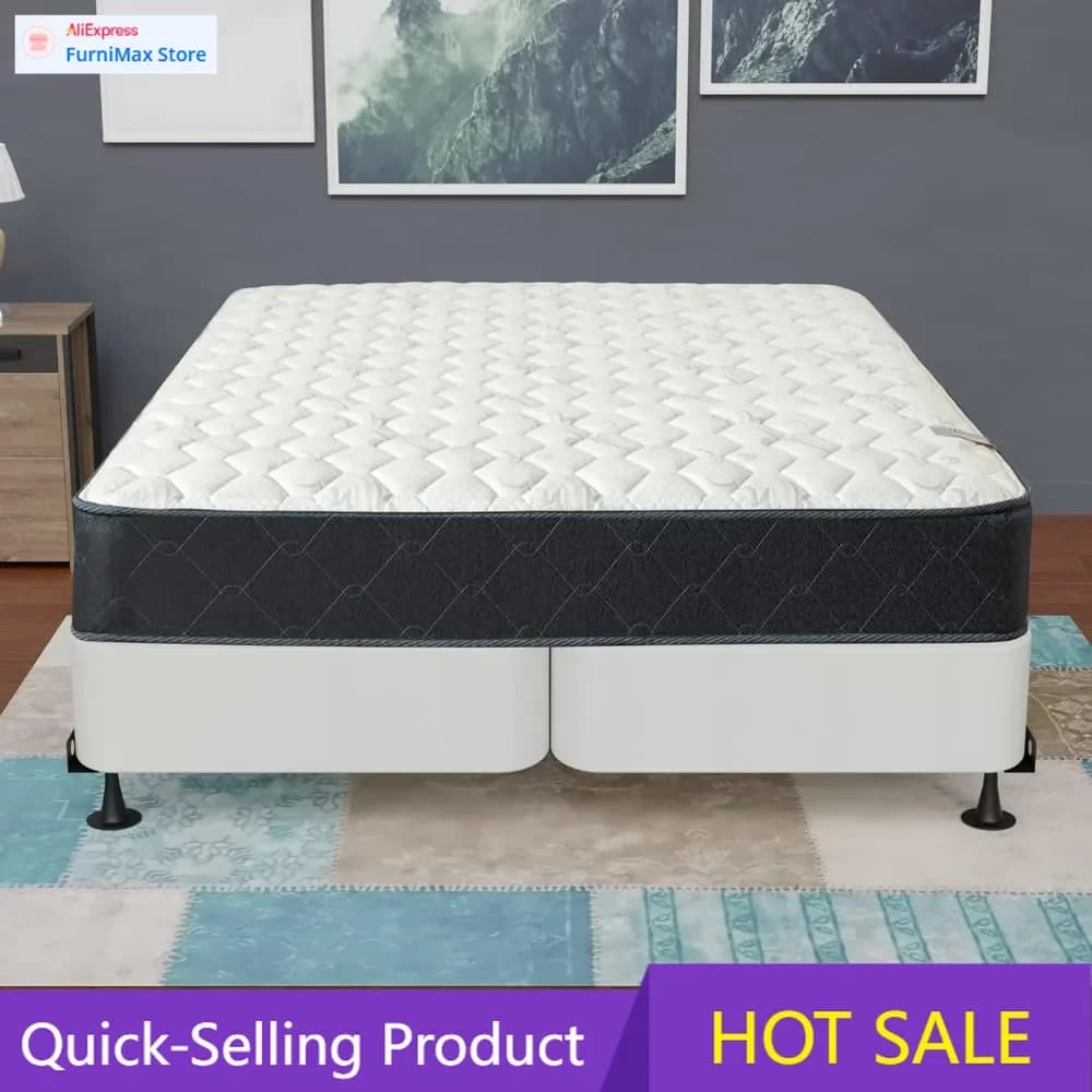 Limited-time promotion: 8 inch natural wood base durable for mattress support - White double base fully assembled