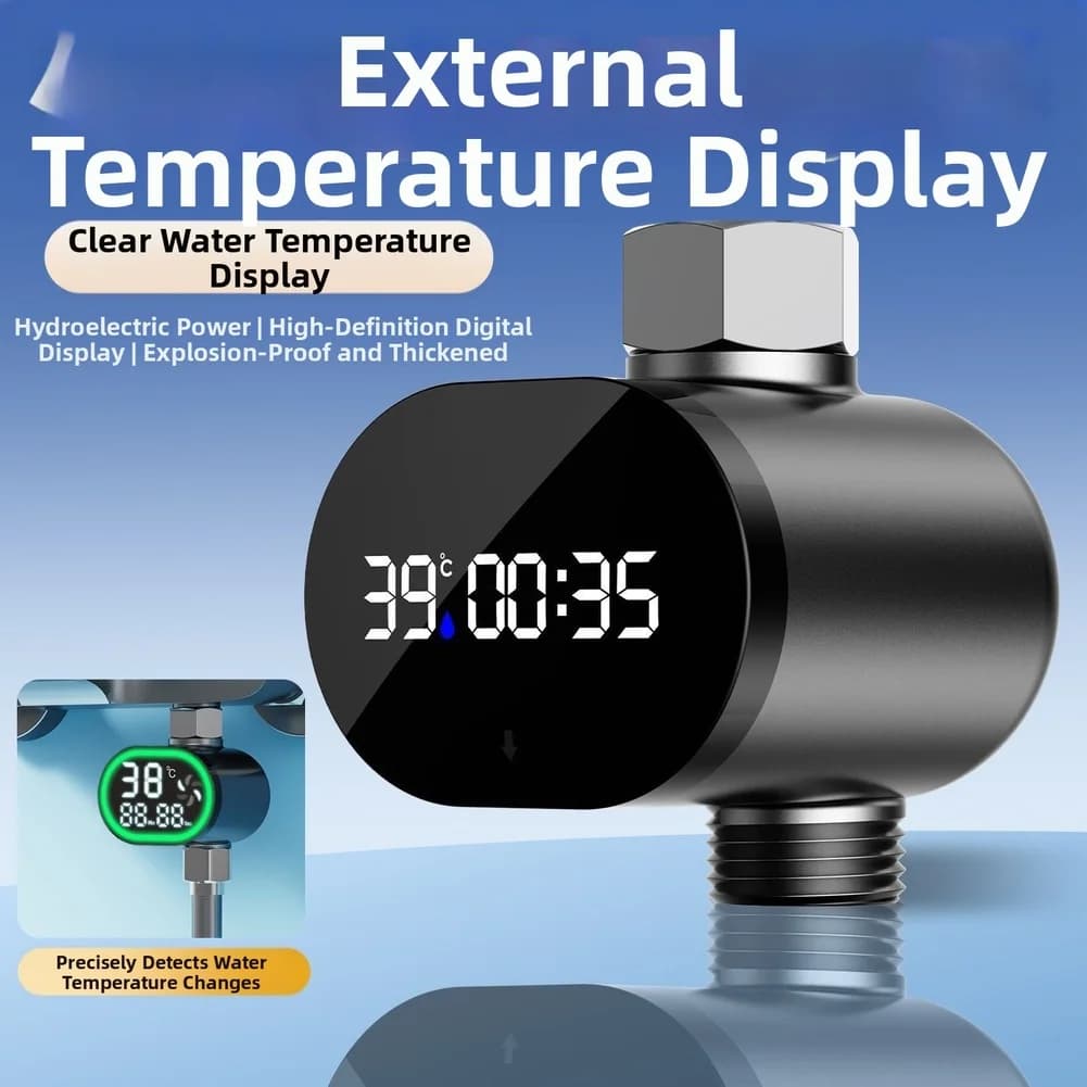 Digital LED Shower Temperature Display With Water Flow Energy Generation Home Shower Thermometer Accurate Water Measurement
