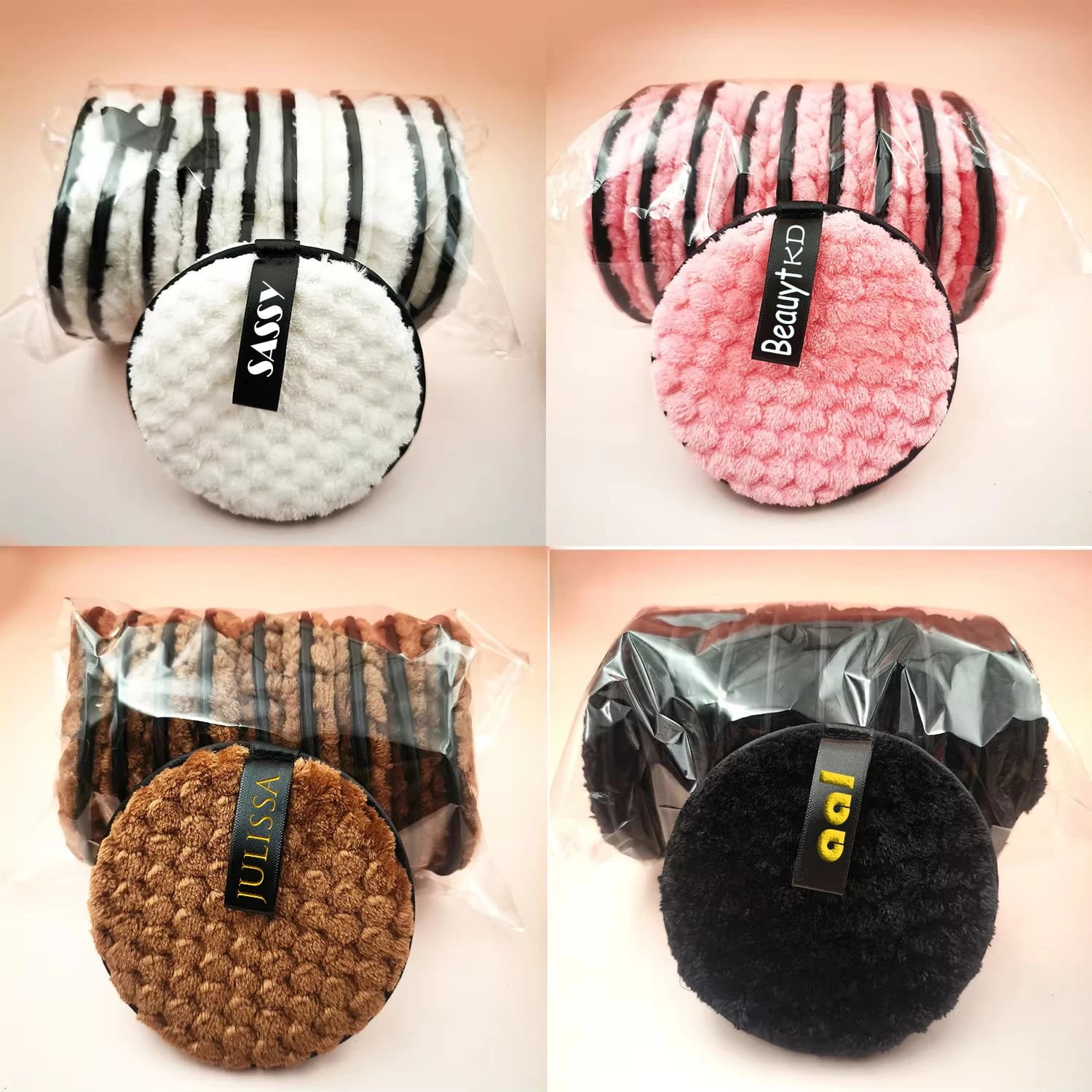 Logo personalizzato 50 pezzi struccante batuffolo di cotone in microfibra cosmetici asciugamano per trucco lavabile spugna per pulizia strumento per la cura della pelle
