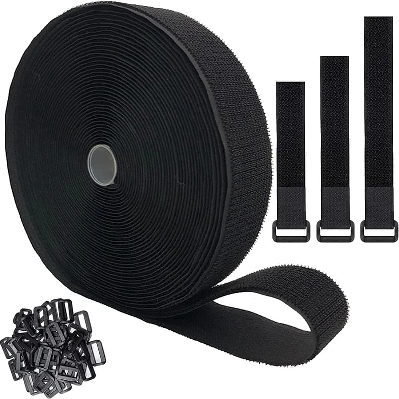 Fascette per cavi riutilizzabili da 2/5 metri Cinghie per cavi tagliate con fibbie Fascette per cavi regolabili con gancio e anello in nylon