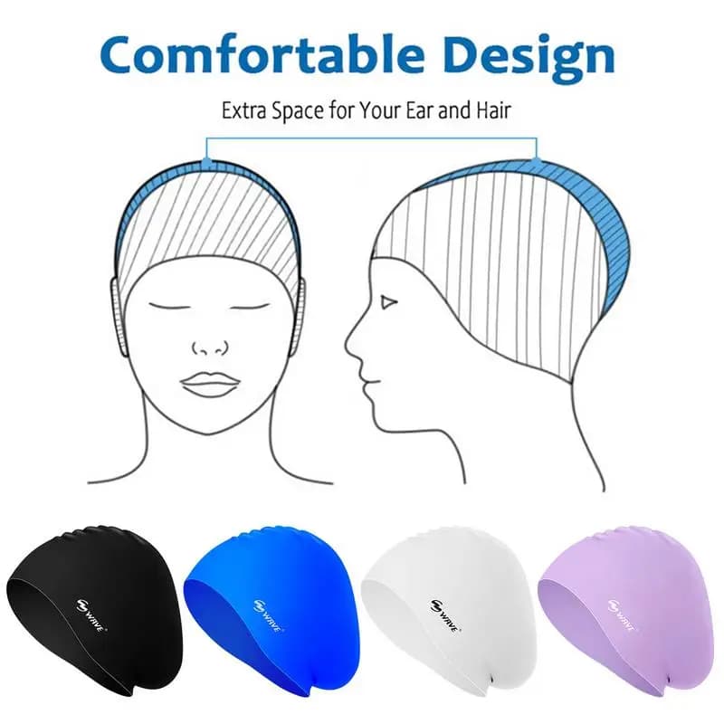 Silicone Swim Head Oversize Swim Head for Long Hair Waterproof Swimming Head with Ear Protection Swimwear Pool Accessories