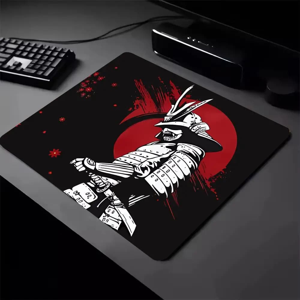 Tappetino per mouse samurai giapponese Gamer Tappetino da scrivania HD antiscivolo Accessori per ufficio da gioco quadrati Tappeto Tappetino per mouse Tappetini per tastiera in gomma per PC