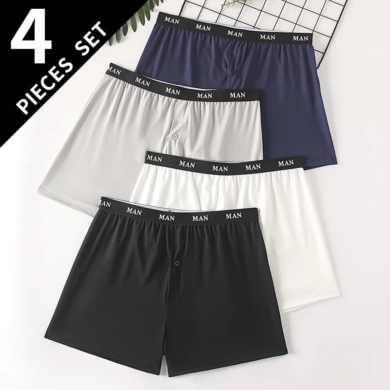 Confezione da 3/4 di pantaloni casual stagionali da uomo, comodi e traspiranti, taglie forti, con angoli piatti, per casa e per dormire