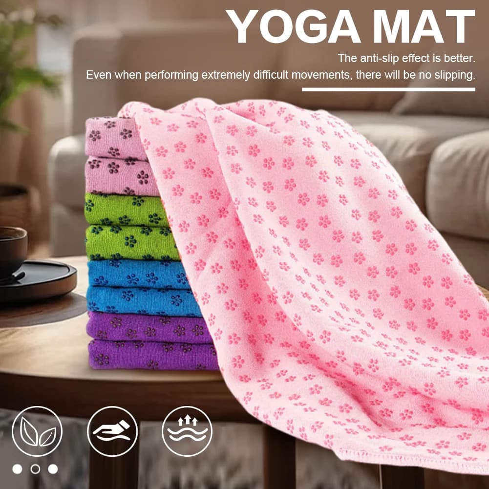 Soft Hot Yoga Towel with Mesh Carrying Bag Fitness Meditation Mat Grip Dots Sports Workout Blanket for Outdoor Travel Sports