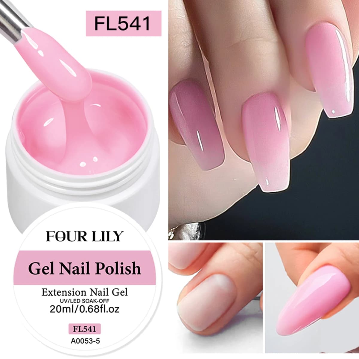 FOUR LILY 20ml Builder Gel per unghie Bianco Nude Rosa Gel per estensione unghie Gel per unghie multifunzionale Soak Off UV per salone fai da te