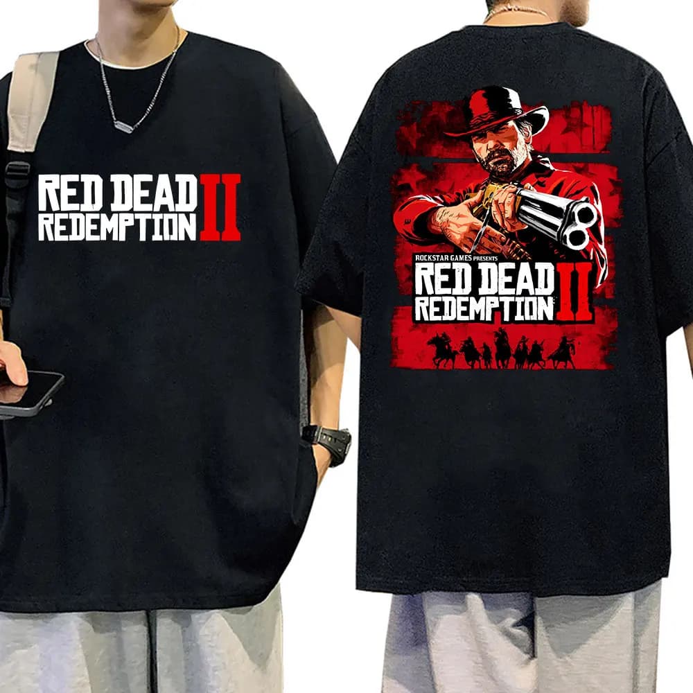 Red Dead Redemption 2 Game Graphic T Shirts Men's Clothing High Quality Summer T-shirt Retro O-Neck Cotton men clothing