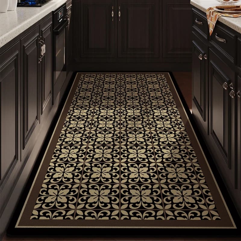 Kitchen Rug PVC Waterproof Leather Carpet Geometric Pattern Long Floor Mat Oil-proof Non-slip Home Decoration Carpets Alfombras