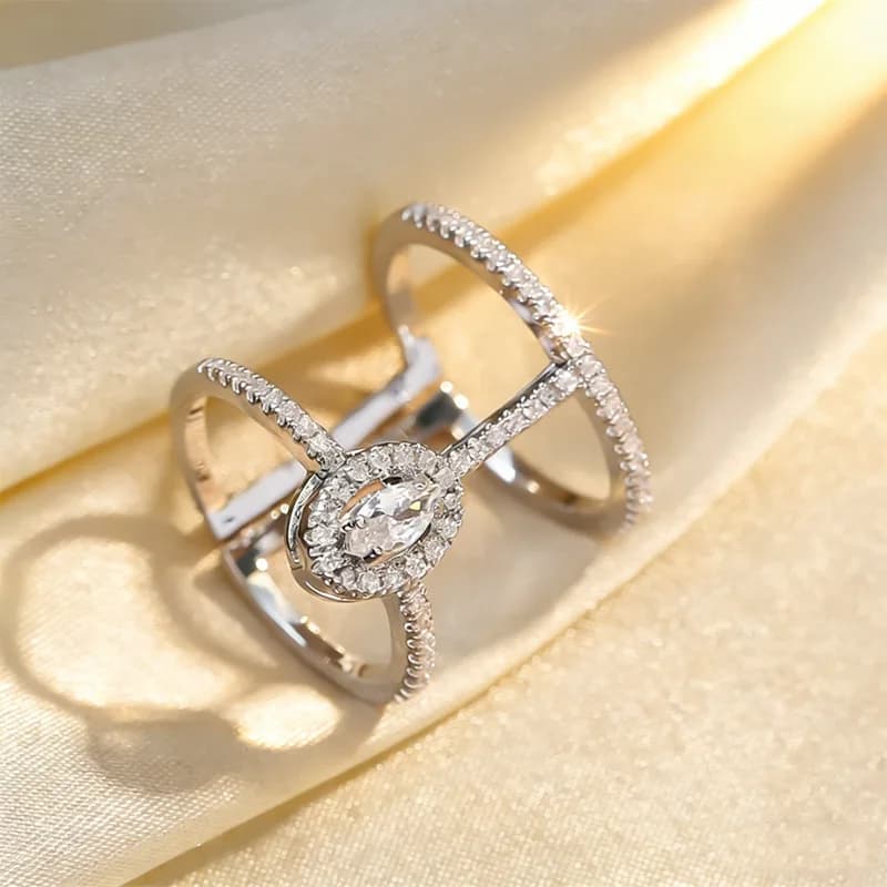 Fashion Light Luxury Full of Diamonds Zircon Open Ring Women's Cross-Border High-End Niche Jewelry Versatile Temperament Index