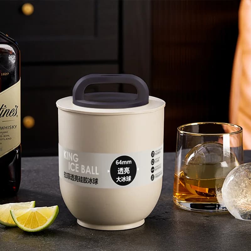 Stampo in silicone trasparente per whisky, hockey su ghiaccio, senza bolle, vassoio per cubetti di ghiaccio, sfera, produttore di ghiaccio per bar e uso domestico