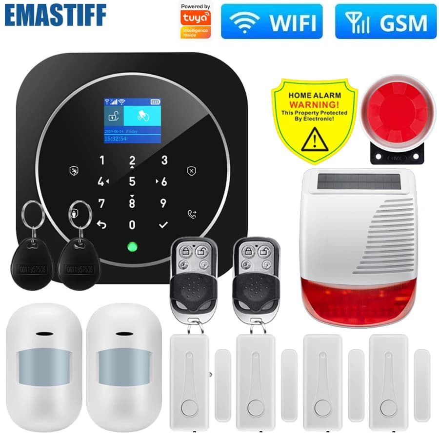 Smart Life Alarm System for GSM Home Security Alarm Host with Door and Motion Sensor Tuya Smart App Control Works Alexa