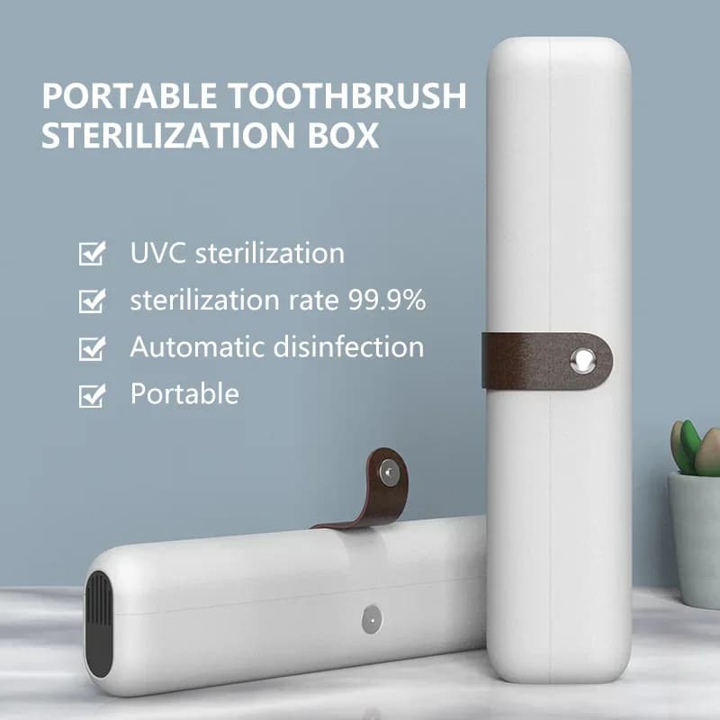 Sterilizzatore Portatile UVC per Spazzolini da Denti, Custodia da Viaggio Ricaricabile con LED, Porta Spazzolino Igienizzante