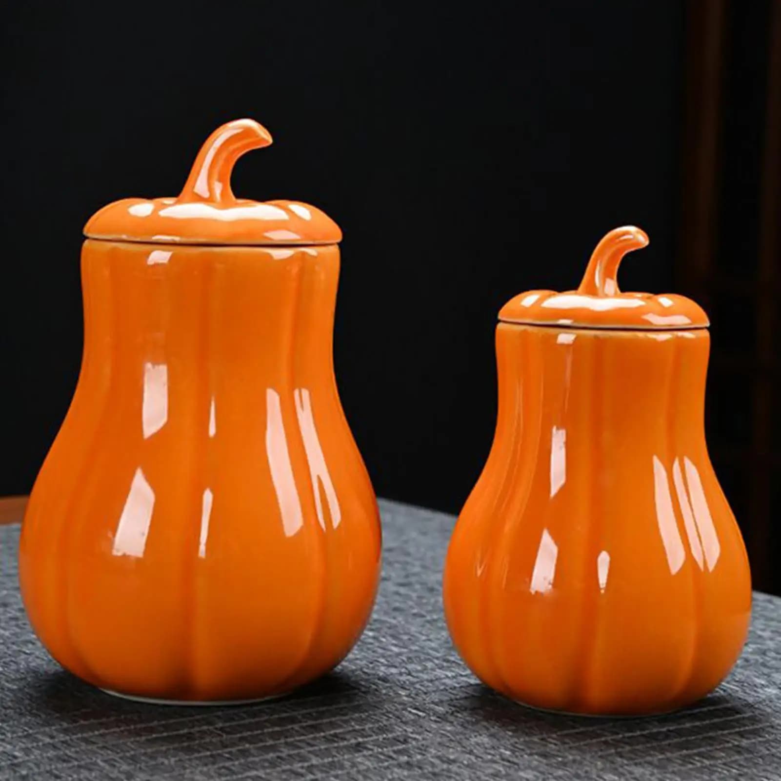 Barattolo di zucca in ceramica con coperchio, contenitore di stoccaggio sigillante, frutta secca, tè sfuso, proprietari di case, collezionisti, cucina, forniture autunnali