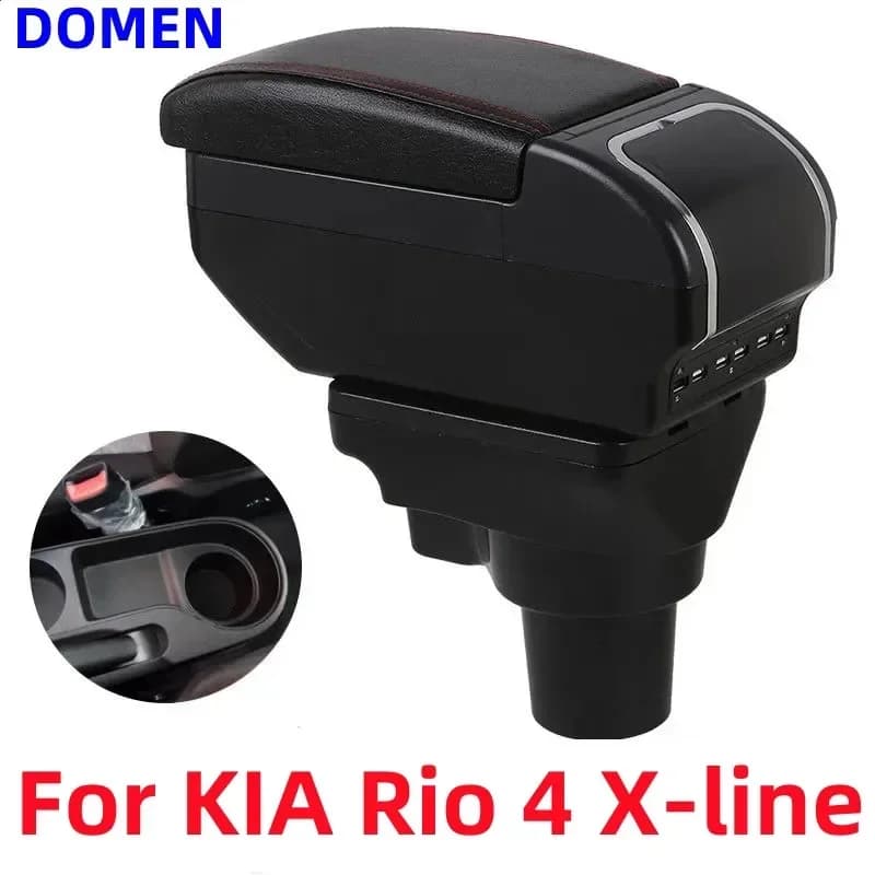 Bracciolo Centrale Girevole per KIA Rio 4 X-line, Console Centrale con Vano Portaoggetti, Ricarica USB, Posacenere, Portabicchieri, Accessori 17 18 19 20