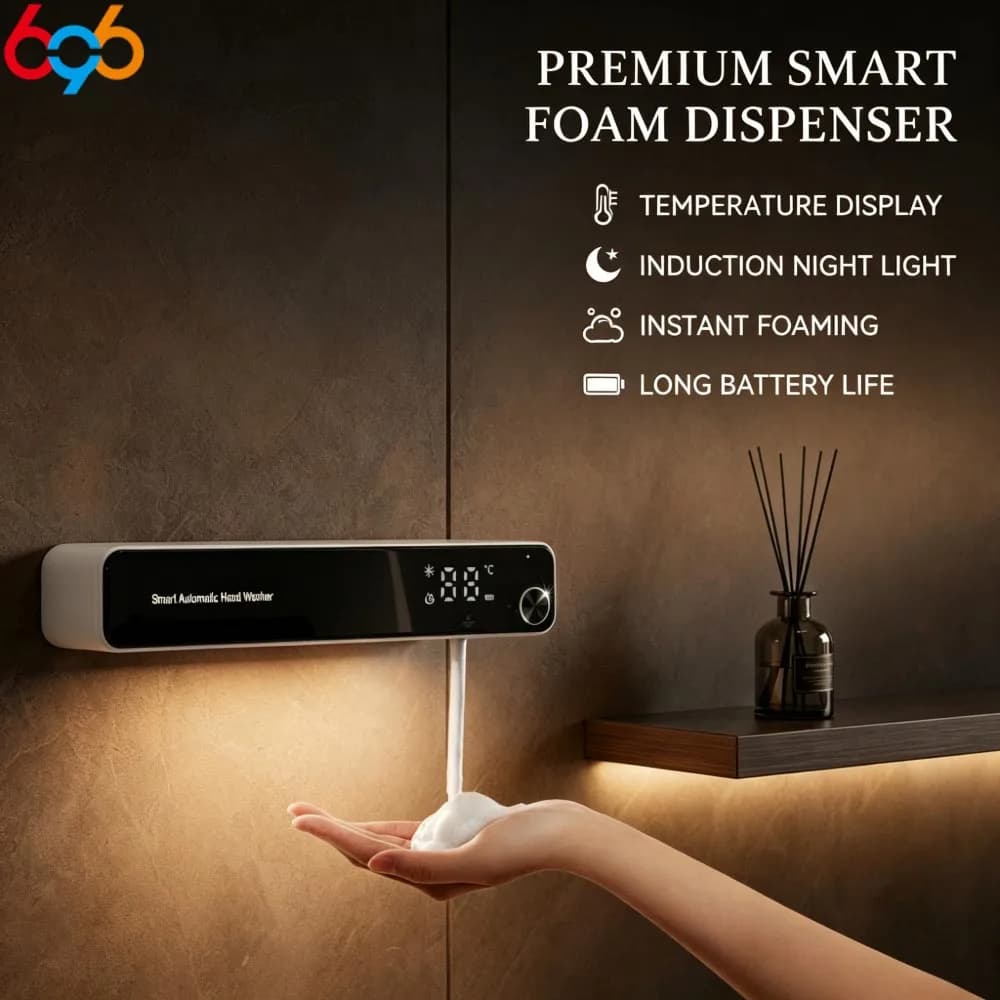 Auto Sensor Foam Hand Soap Dispenser Built-in Night Light Compact Knob Control USB Charging Household Family Use