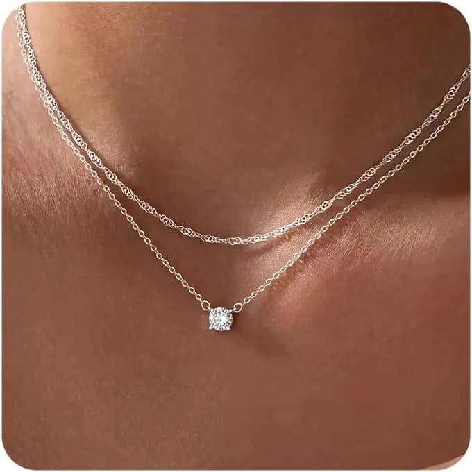 Delicate collane da donna placcate oro 14k/argento con zirconi cubici, semplici collane di gioielli con zirconi, regali alla moda