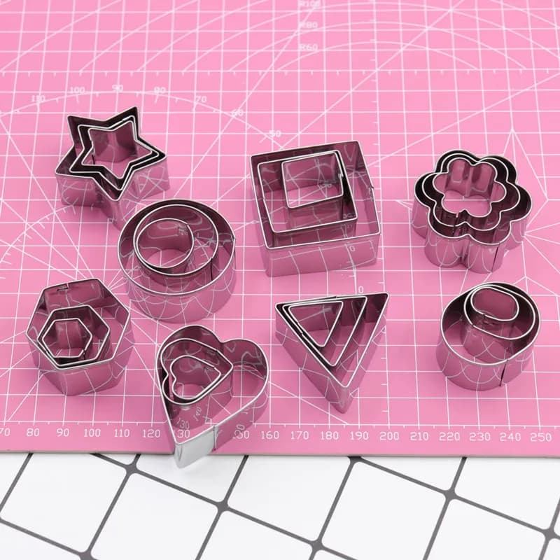 2-4 centimetri 24 pz/lotto Geometria In Acciaio Inox Rotondo Quadrato Argilla Cutter Designer FAI DA TE Ceramica Argilla Polimerica Mestiere Stampo Da Taglio