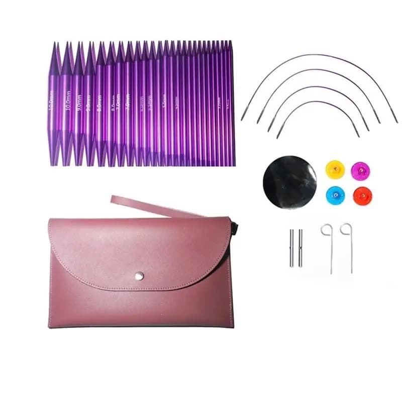A20F-Knitting Needles Set Interchangeable- For Beginners& Advanced- Sweater Sock, Blanket