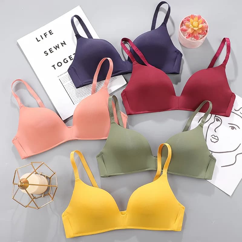 Reggiseno senza cuciture da donna, sexy, senza ferretto, push-up, intimo traspirante e sottile per ragazze e studentesse, disponibile in 12 colori.