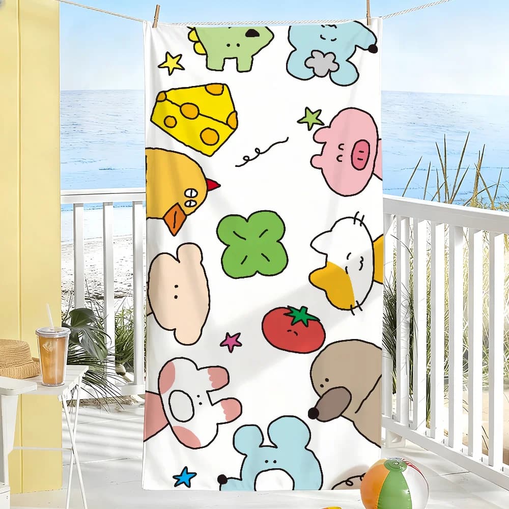 Simpatico asciugamano a forma di cartone animato S-Sukeydokey-S, morbido, ideale per piscina, viaggi, palestra, doccia, campeggio, sport, ad asciugatura rapida, grande, per la spiaggia.