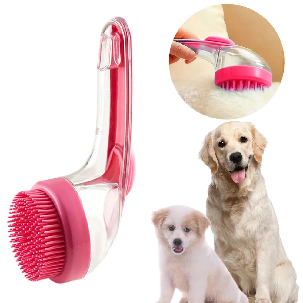 1Pcs Pet Bathing Brush Comb 2 in 1 Shampoo Dispenser Scrubber, Grooming Massage Brush for Dogs Cats & Small Animals