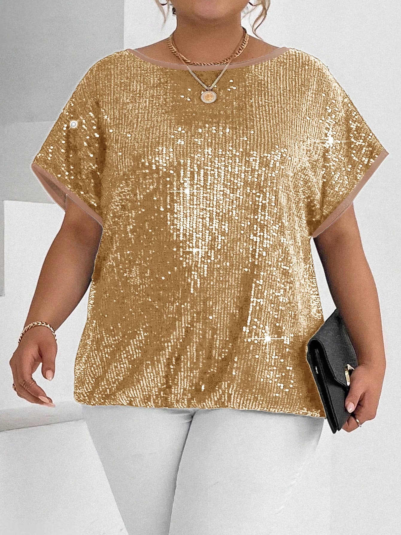 Plus Size Solid T-Shirt Loose Short Sleeve Casual Women Basic Tops