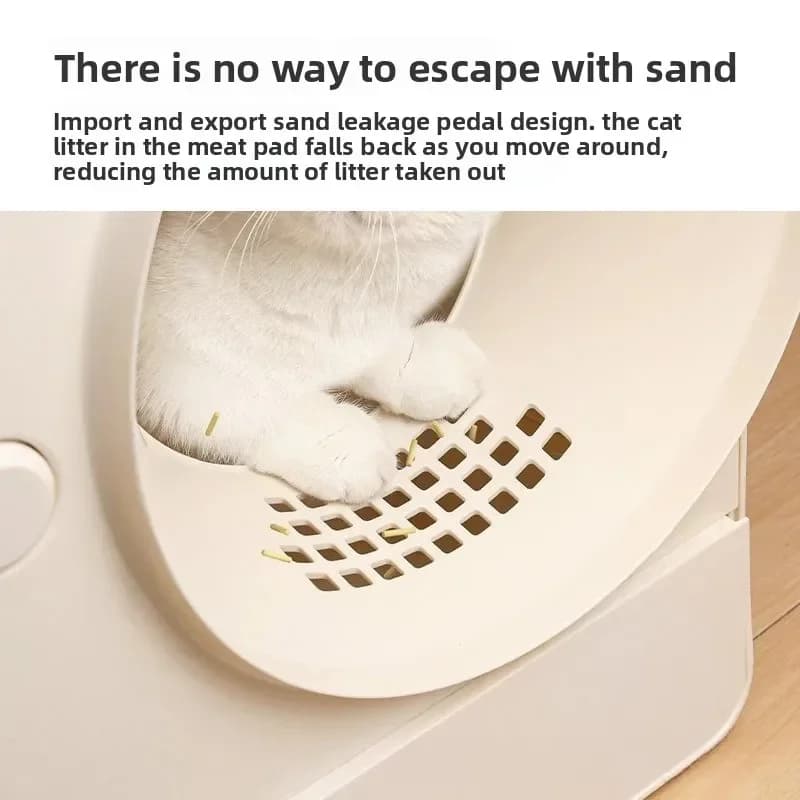 Large Eye Semi-Enclosed Cat Litter Box Drawer Design Anti Odor Low Tracking Easy Clean Pet Toilet Kittens Indoor Modern Style