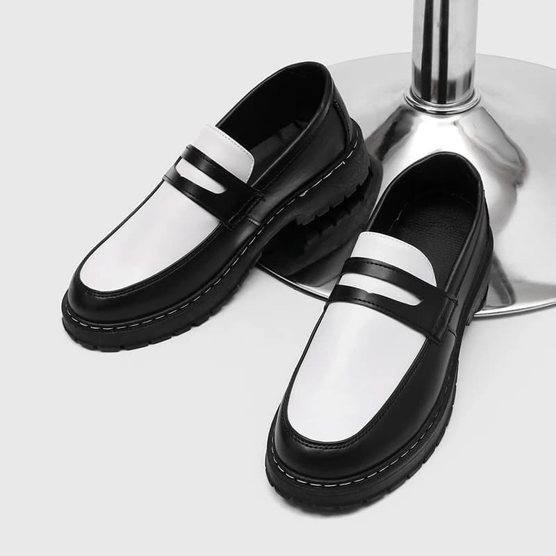 New Platform Shoes Loafers Shoes Men Thick-soled Wedding Shoes Black Formal Business Shoes Slip-on Leather Increase Casual Shoes