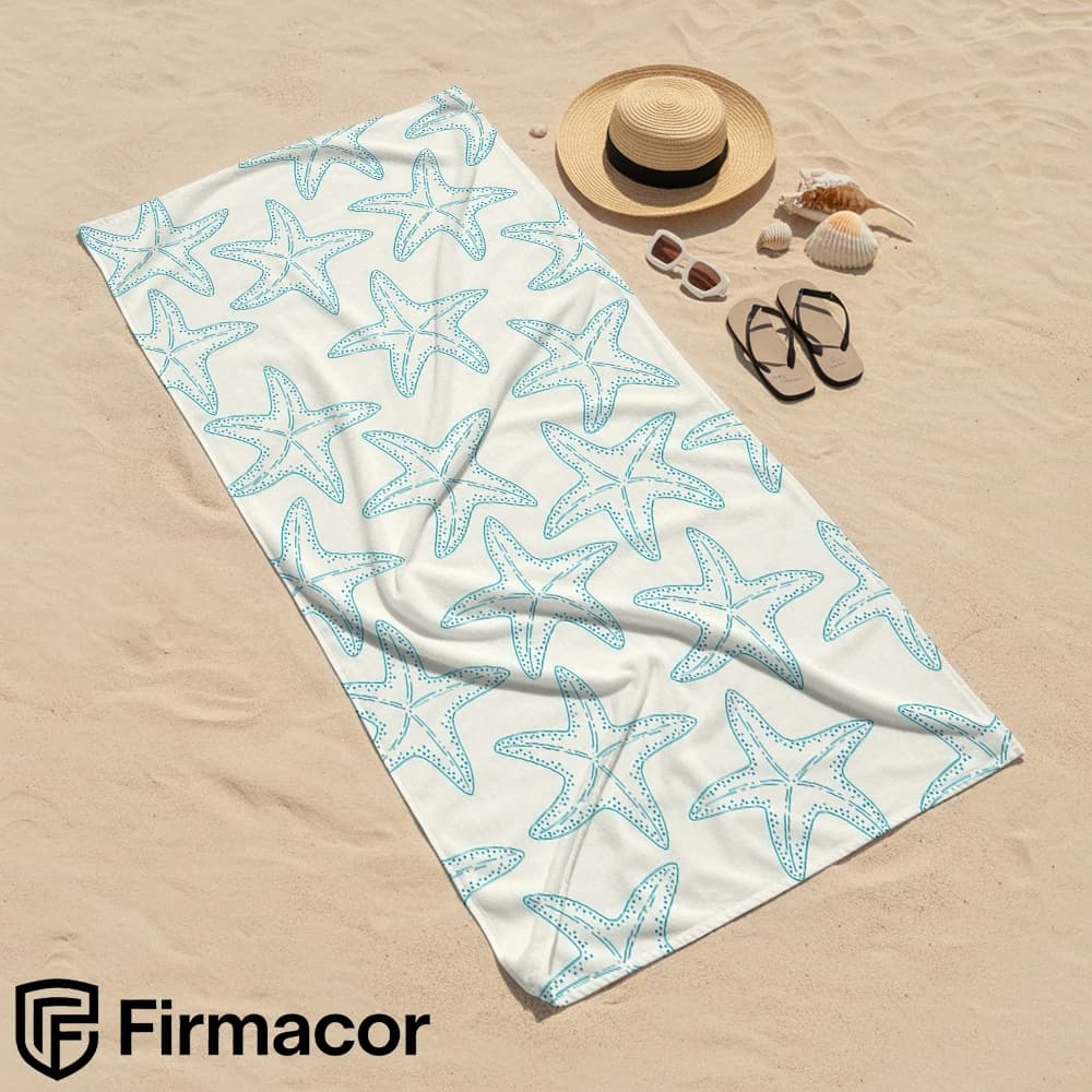 Boho Starfish Line Soft Portable Travel Towel Unisex Ultra Lightweight Microfiber Oversized Sand Free Quick Dry Beach Towel