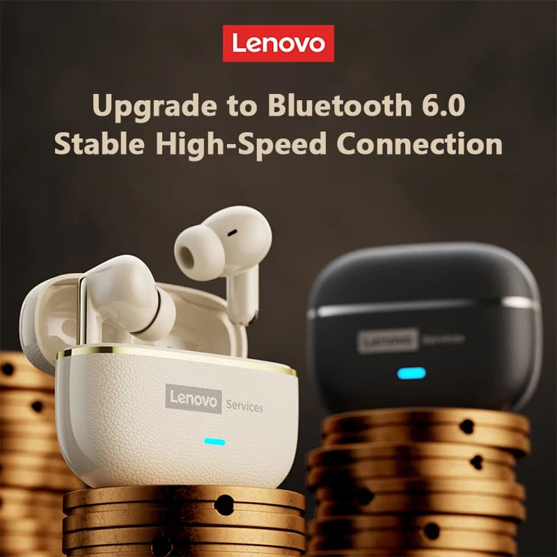 Lenovo LE208 Auricolari Wireless in Pelle con AI, Bluetooth 6.0, ENC, Riduzione del Rumore, Cuffie a Bassa Latenza per Gaming