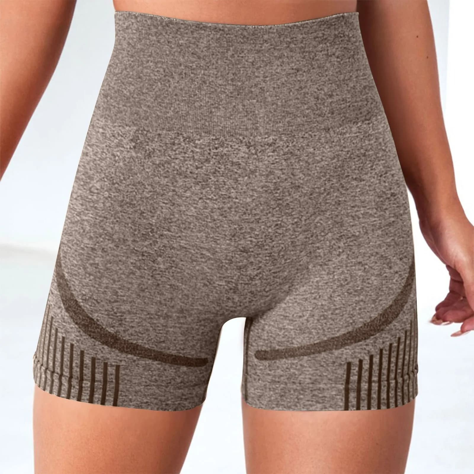Pantaloncini da yoga sexy alla moda color pesca da donna Pantaloni corti da yoga a vita alta senza cuciture, pantaloncini da palestra elasticizzati slim fit pantaloncini da jogging