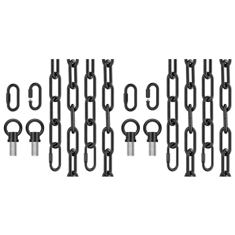 【VALUE MONEY】2Pcs 10 Feet Industrial Black Light Fixture Chain, Adjustable Extension Chain With Connection Locks For Light Fixtu