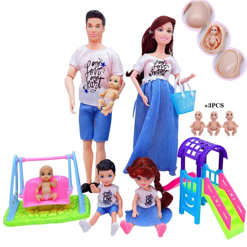 Accessori per casa delle bambole 1/6: passeggino, altalena e scivolo per bambole incinte da 11,5'' con bambola neonato - Regalo di compleanno e Natale per bambini