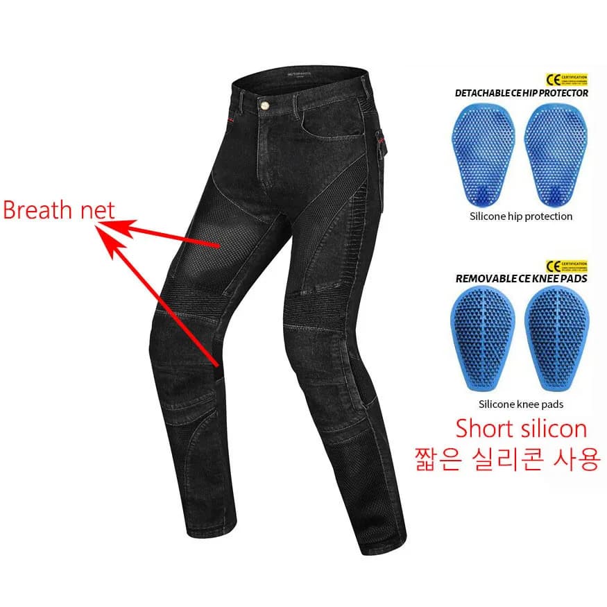 Summer Riding breath Net Motorcycle Riding Jeans with Knee Hip Pads Motocross Racing Motorbike Cycling Trousers Protective Pants