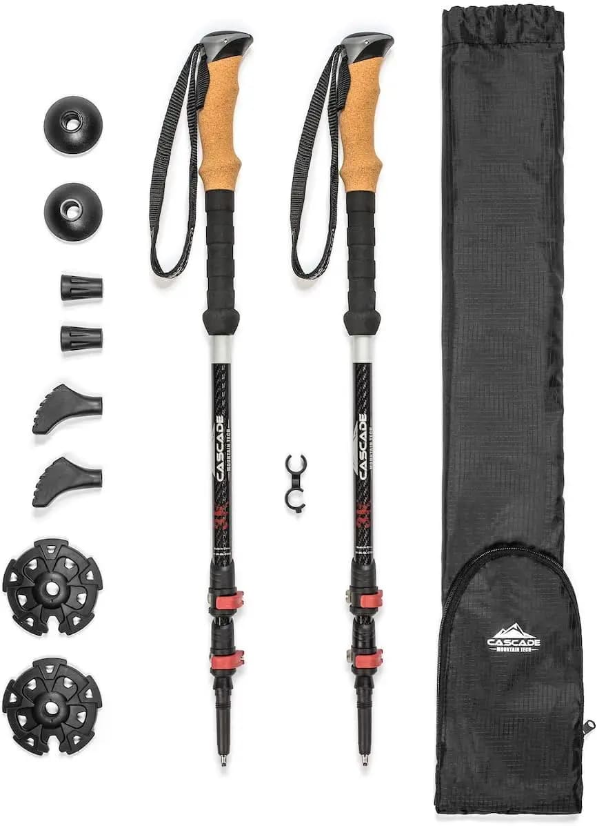 Carbon Fiber Trekking Sticks with Quick Adjustment Closure for Hiking and Walking