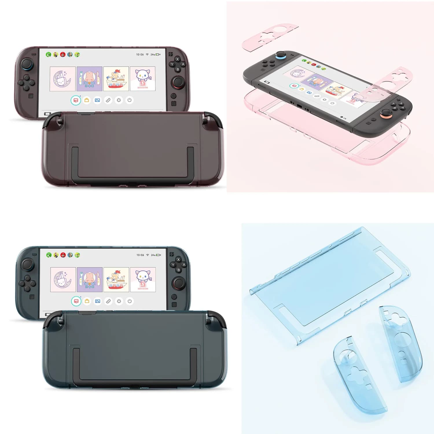Custodia Protettiva Crystal Blue / Rosa compatibile con Switch 2 - Geekshare NS2 (2025) Guscio Staccabile, Guscio Rigido in PC