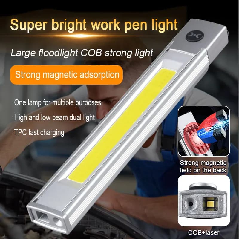 Potente lampada da lavoro a LED per auto Lampada multifunzione magnetica Mini USB ricaricabile Penna con clip Torcia Torcia da lavoro Luce di ispezione