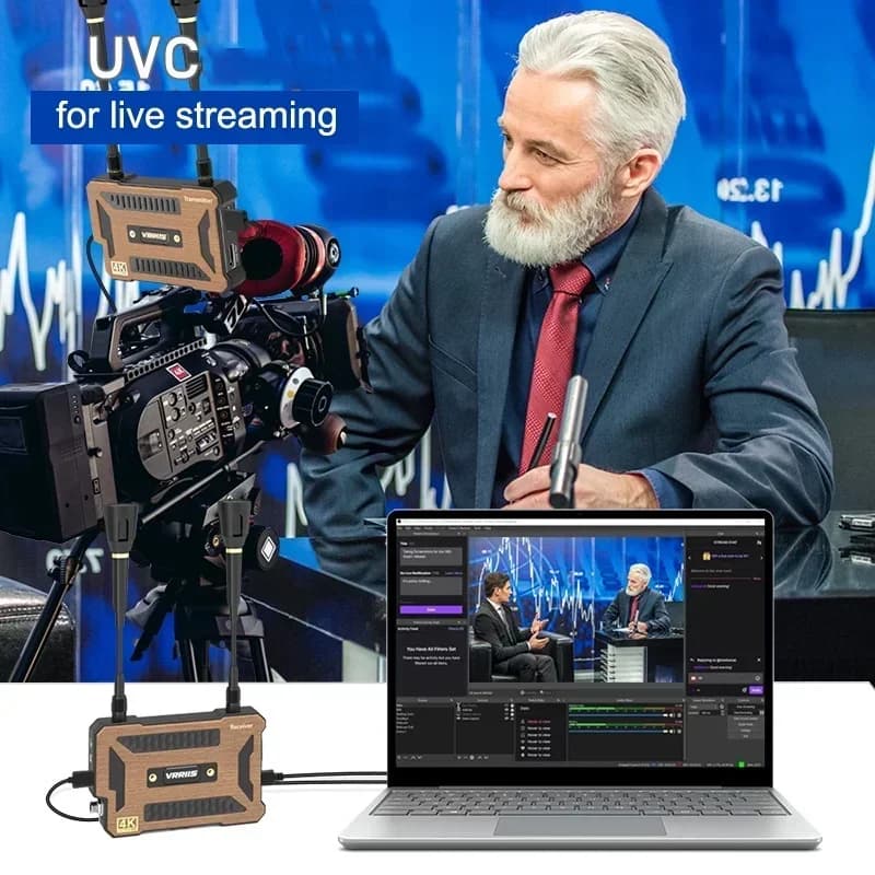 Trasmettitore e ricevitore HMDI wireless Vrriis 200m 4K + acquisizione audio video per PC portatile TV Box Camera Registrazione in streaming live